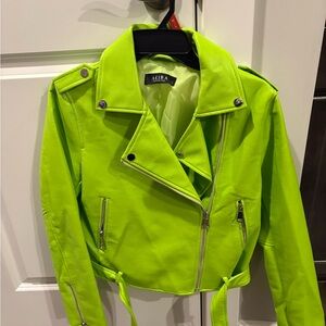 AKIRA Vibrant Lime Leather Jacket